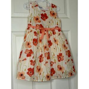 Blueberi Boulevard Girls Floral Swiss Dot Dress Size 4 Sleeveless Easter Spring